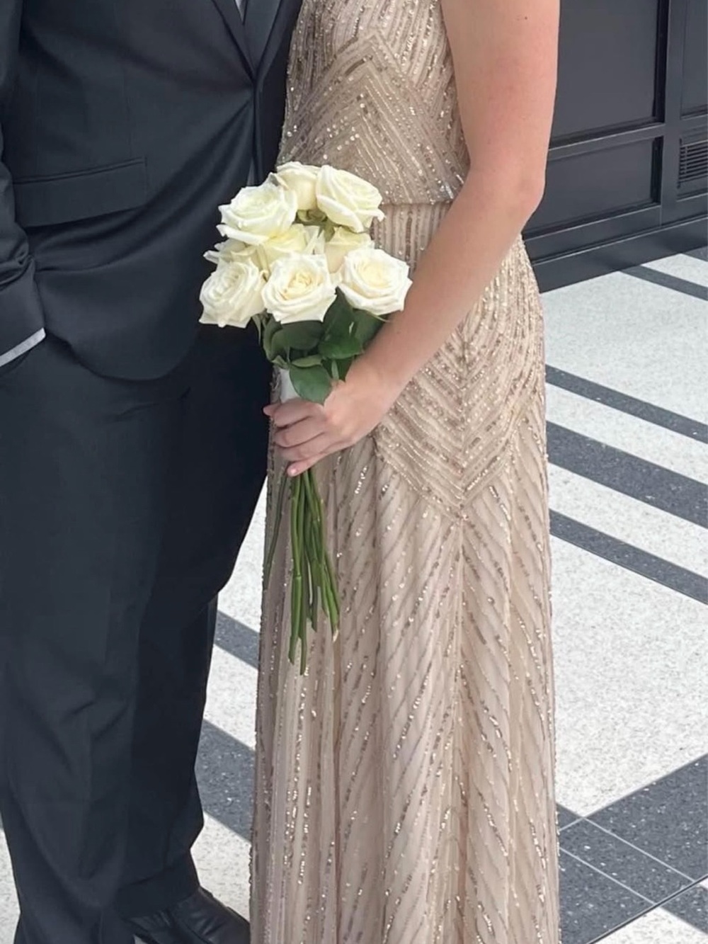 Beaded Champagne Formal Gown